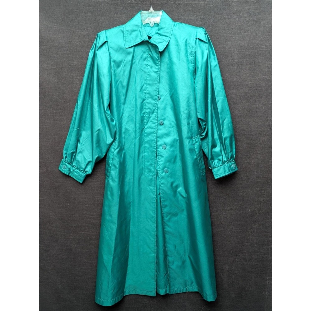 Vintage Emerald Green Softshell Trench Coat Grannycore City Chic Alorna Size 7/8